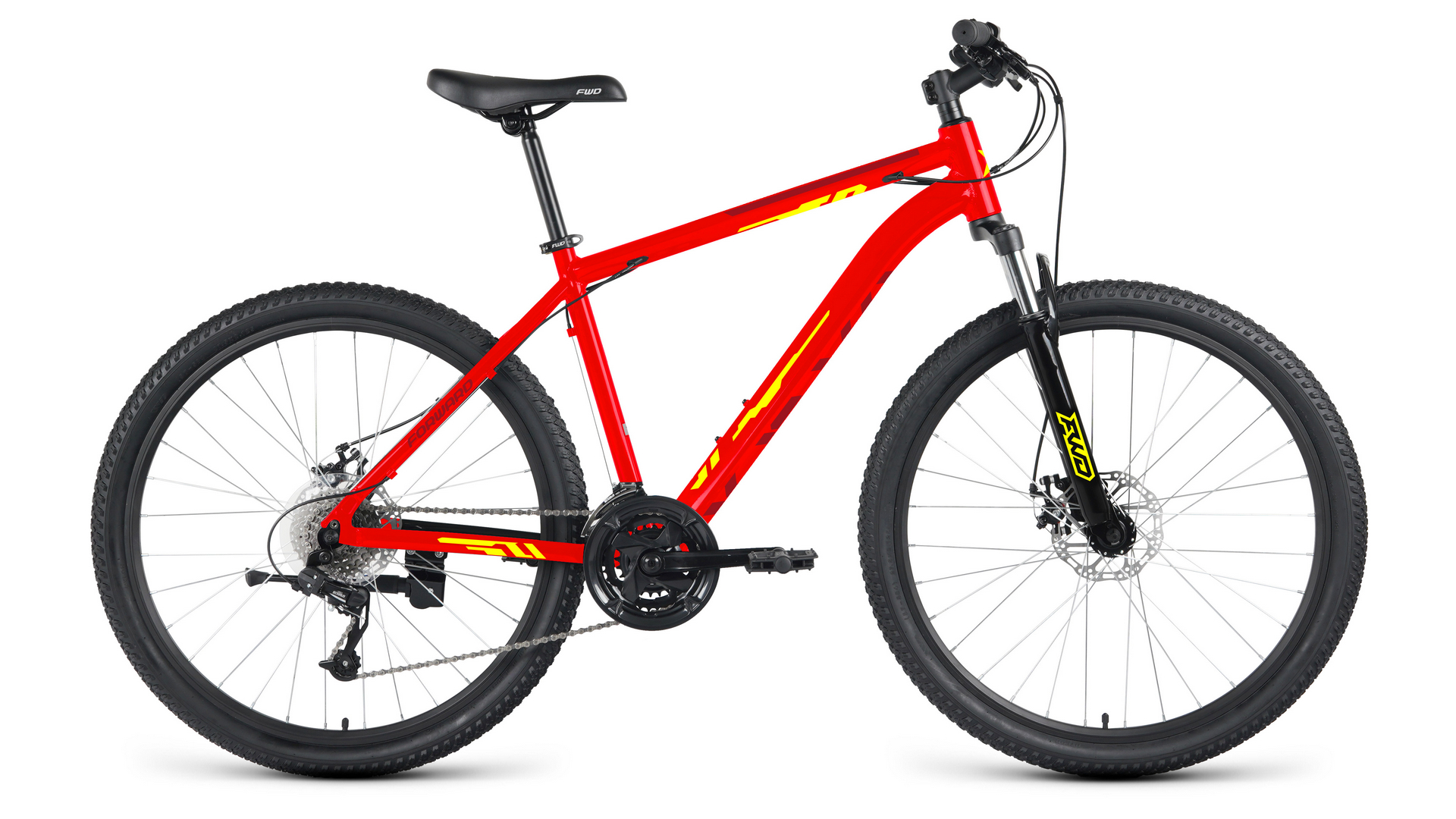 фото Горный велосипед forward katana 27.5 d, год 2023, цвет красный-желтый, ростовка 18