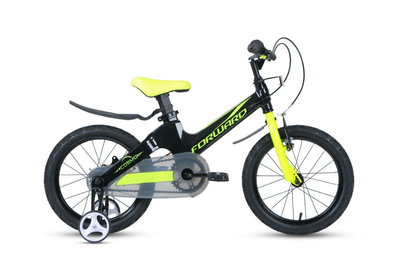 фото Детский велосипед forward cosmo 16 2.0, год 2022, цвет черный-зеленый