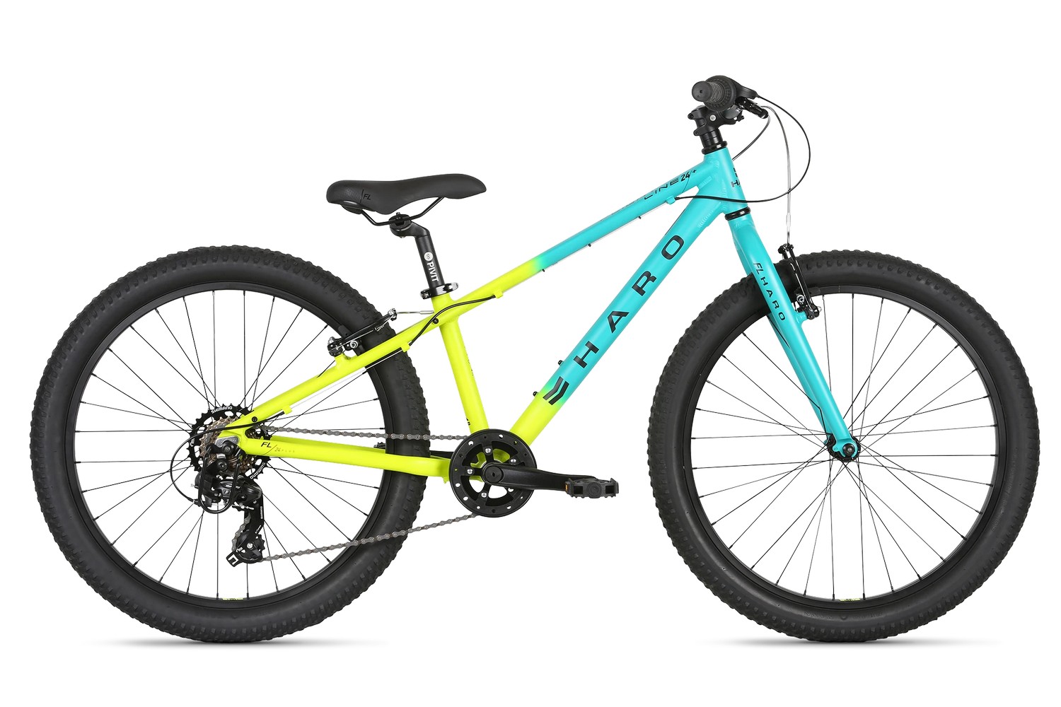 фото Подростковый велосипед haro flightline 24 plus, год 2021, цвет зеленый-желтый