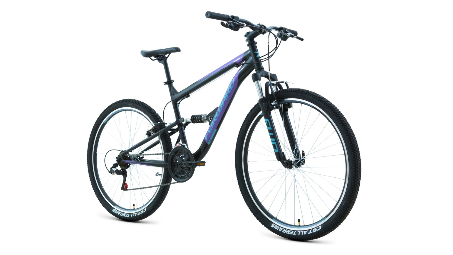 фото Велосипеды двухподвесы forward raptor 27.5 1.0, год 2022, цвет черный-голубой, ростовка 18