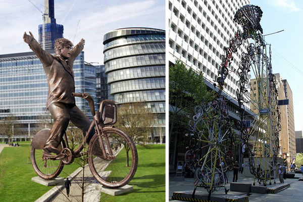 Скульптура велосипеду в Лондоне и Сиднее