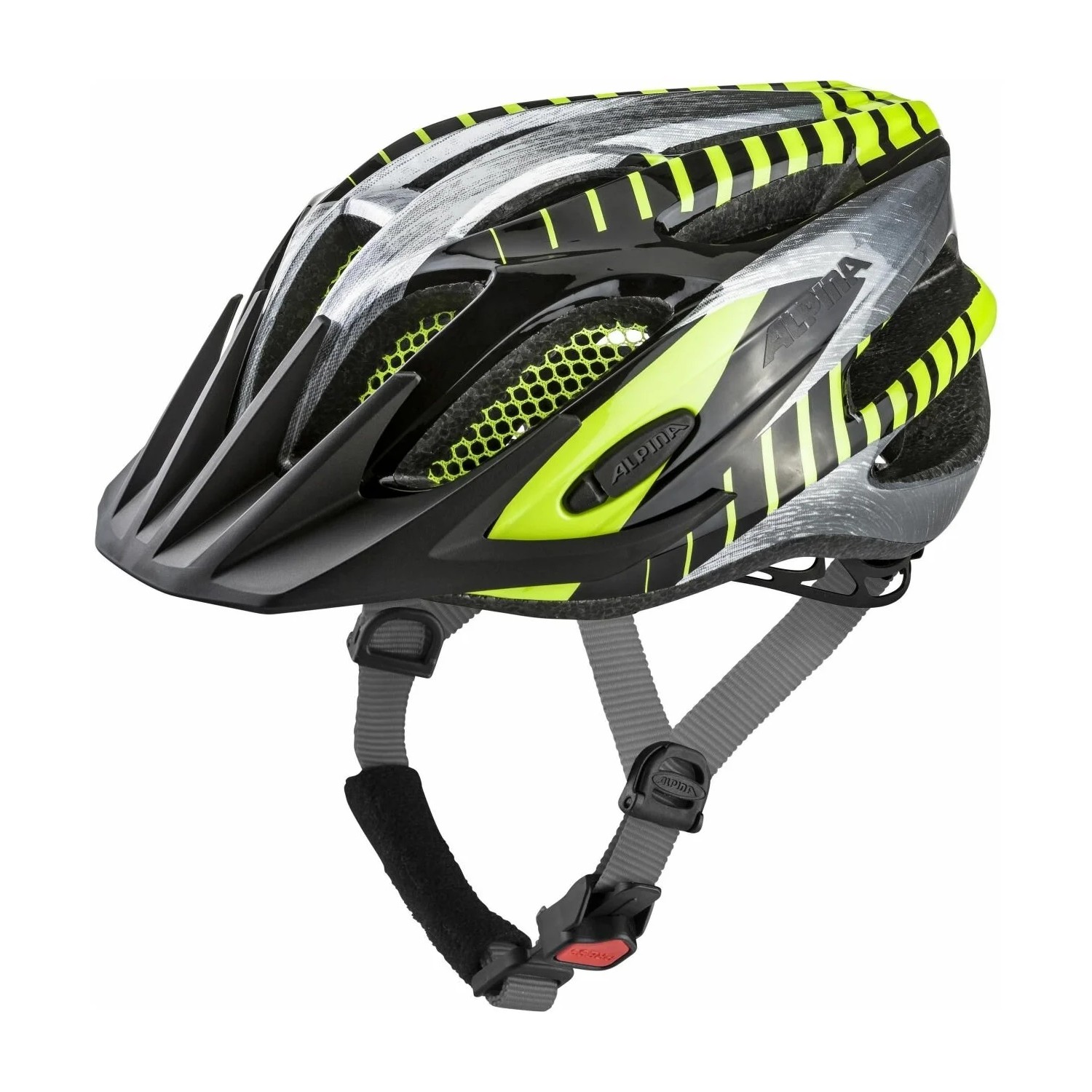 Alpina Шлем защитный Alpina Fb Jr. 2.0 Black/Steelgrey/Neon, цвет Серебристый-Зеленый, ростовка 50-55см