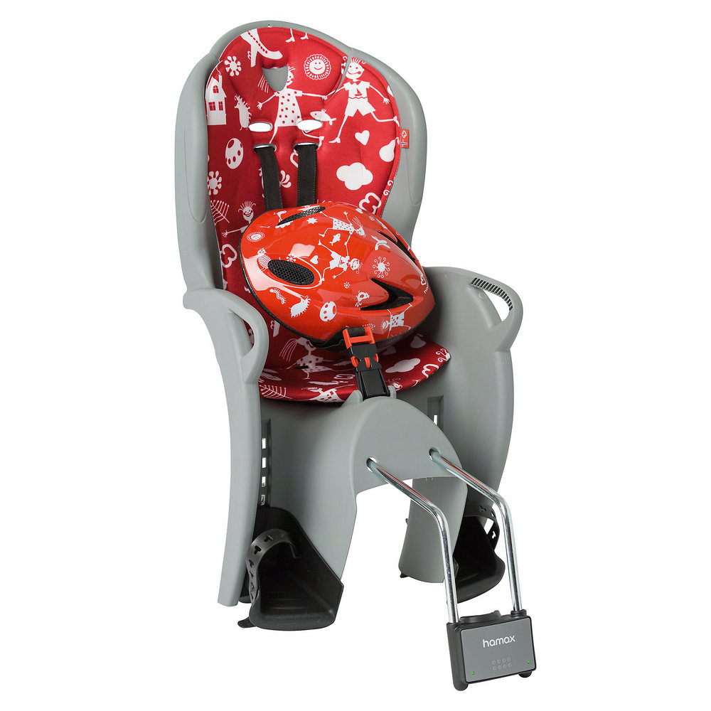 фото Hamax детское кресло hamax kiss safety package (+шлем), цвет серебристый-красный