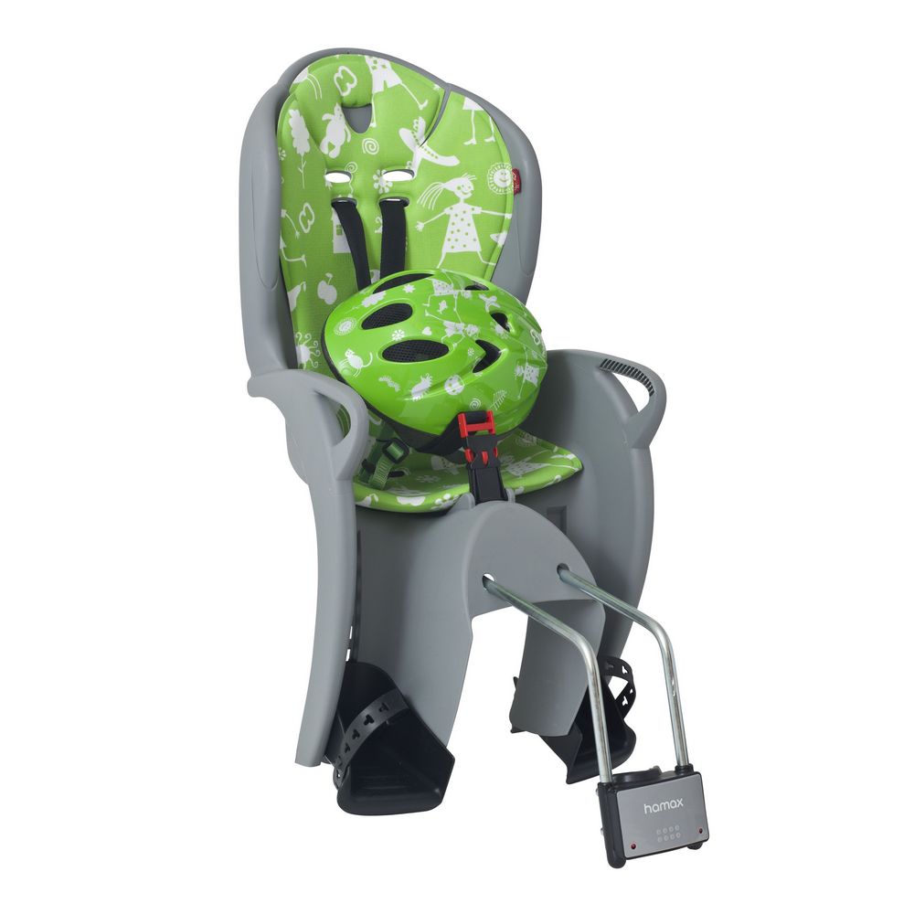 Hamax Детское кресло Hamax Kiss Safety Package (+шлем), цвет Серебристый-Зеленый