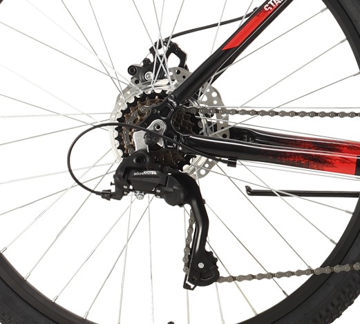Горный велосипед Stark Indy 26.1 D Microshift, год 2022, цвет Черный-Красный, ростовка 18