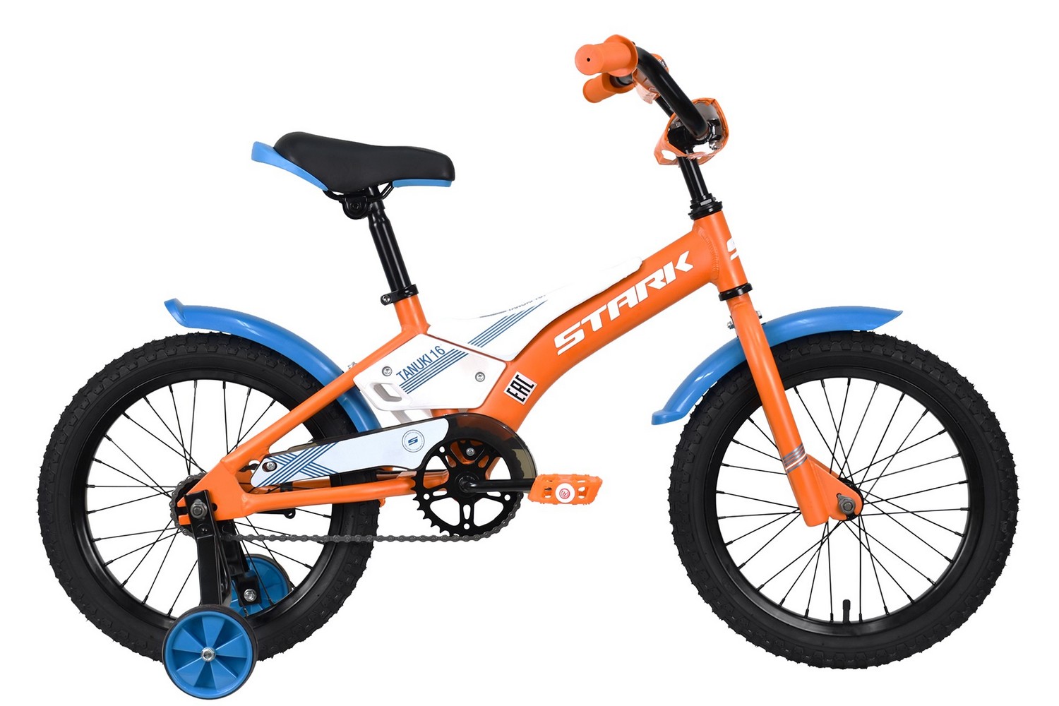Детский велосипед Stark Tanuki 16 Boy, год 2023, цвет Оранжевый-Белый