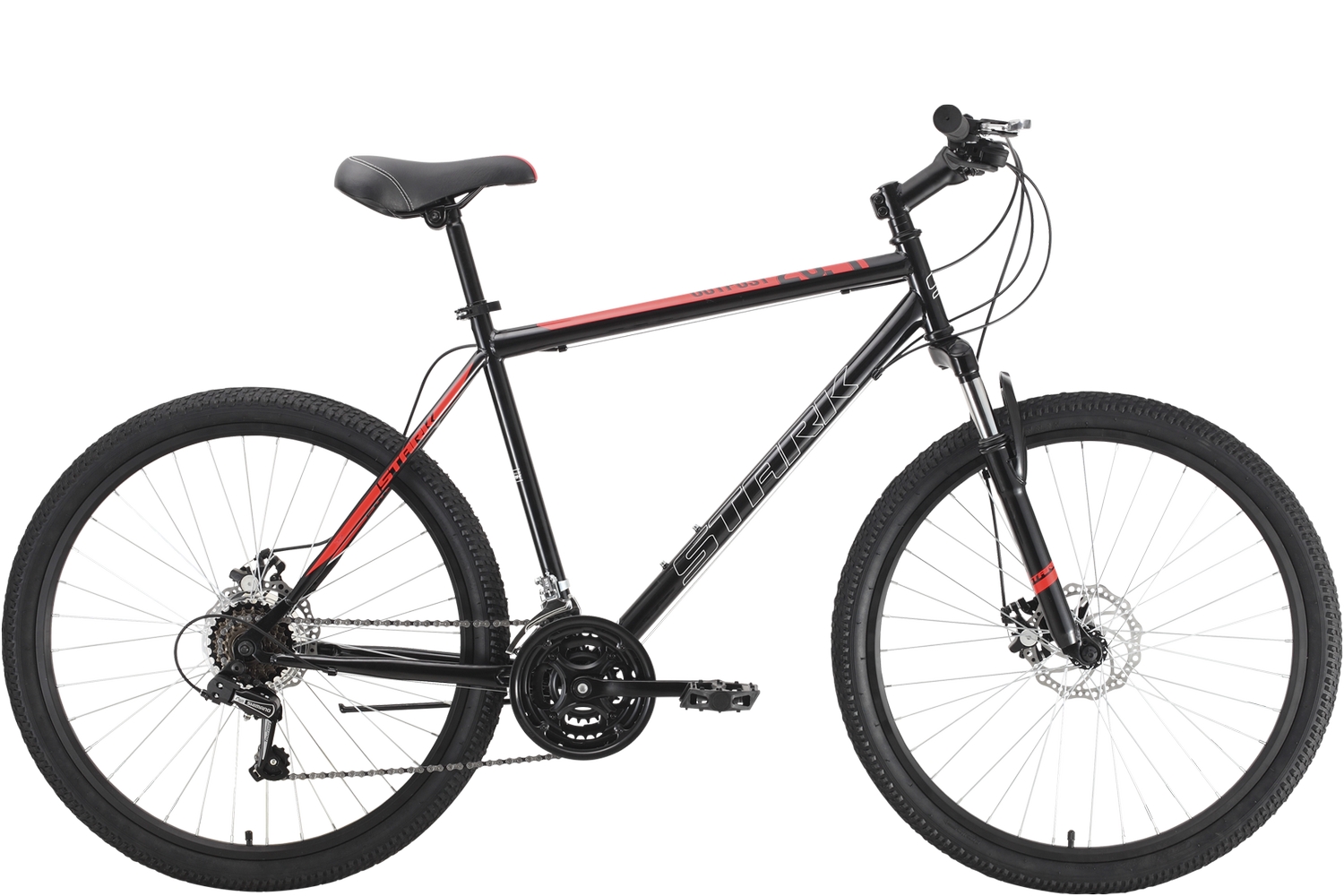 Горный велосипед Stark Outpost 26.1 D Steel, год 2022, цвет Черный-Красный, ростовка 20