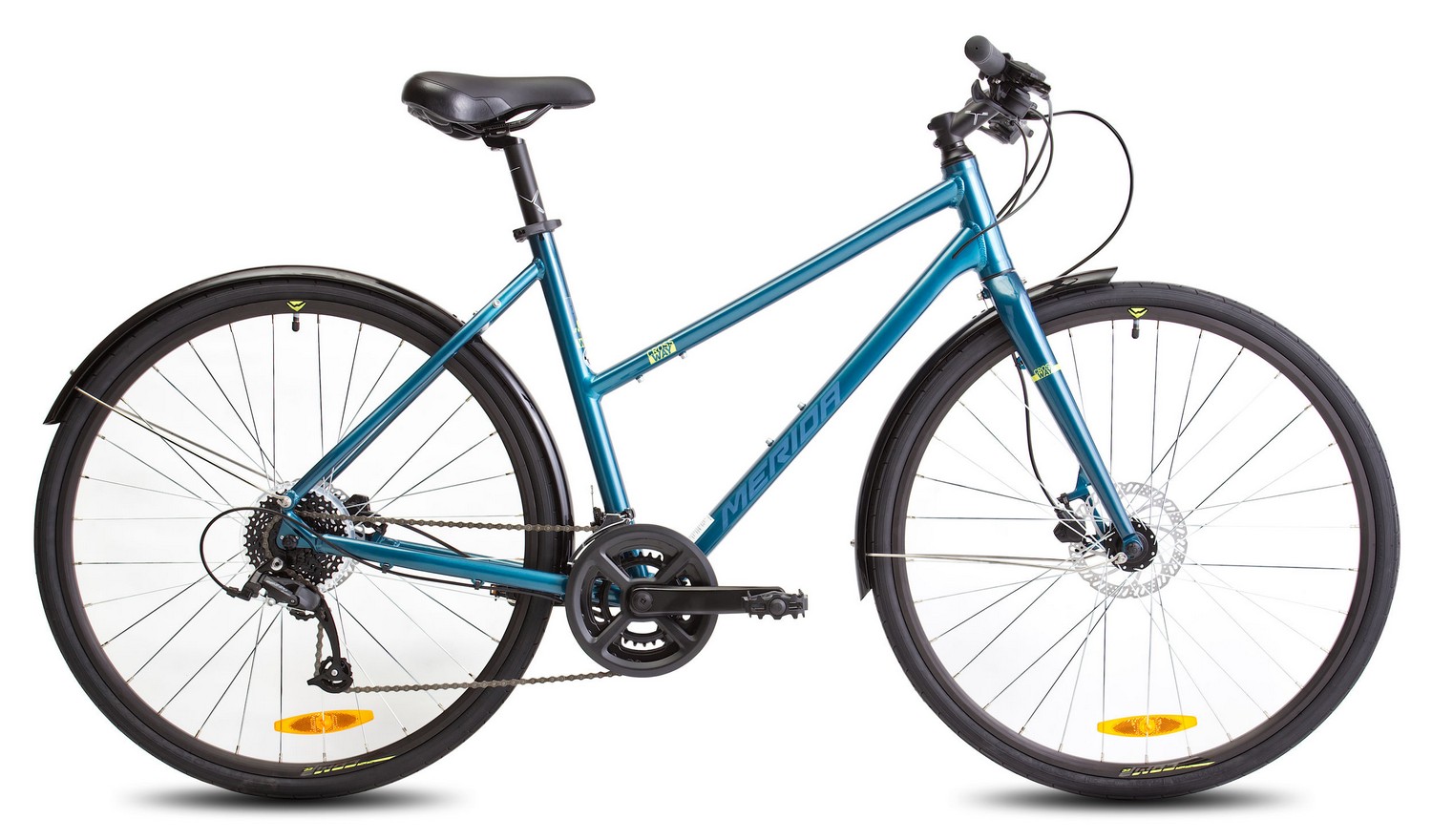 Женский велосипед Merida Crossway Urban 50 Lady, год 2023, цвет Синий-Желтый, ростовка 15.5