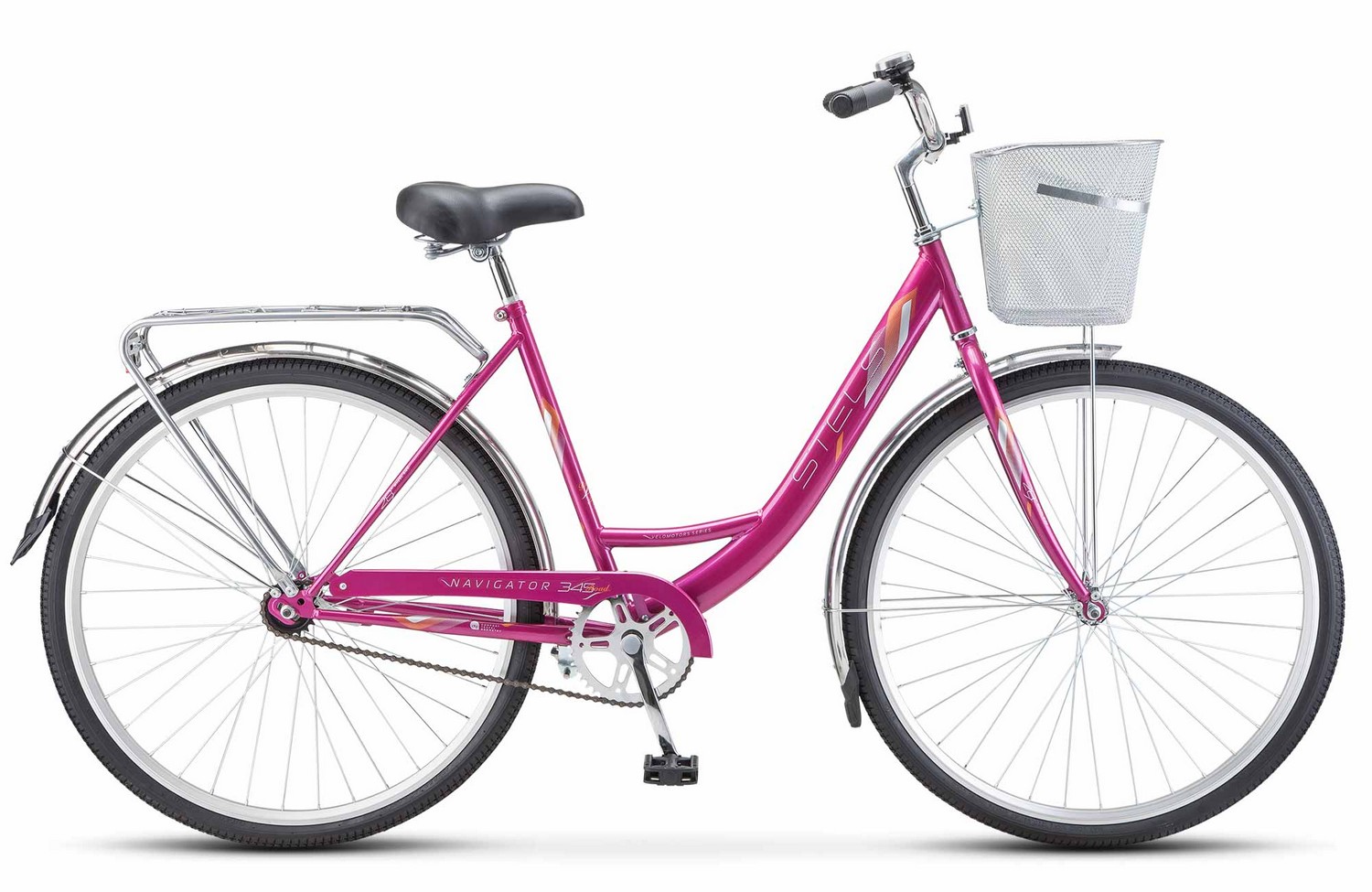 Женский велосипед Stels Navigator 345 C 28 Z010, год 2023, цвет Фиолетовый-Красный, ростовка 20