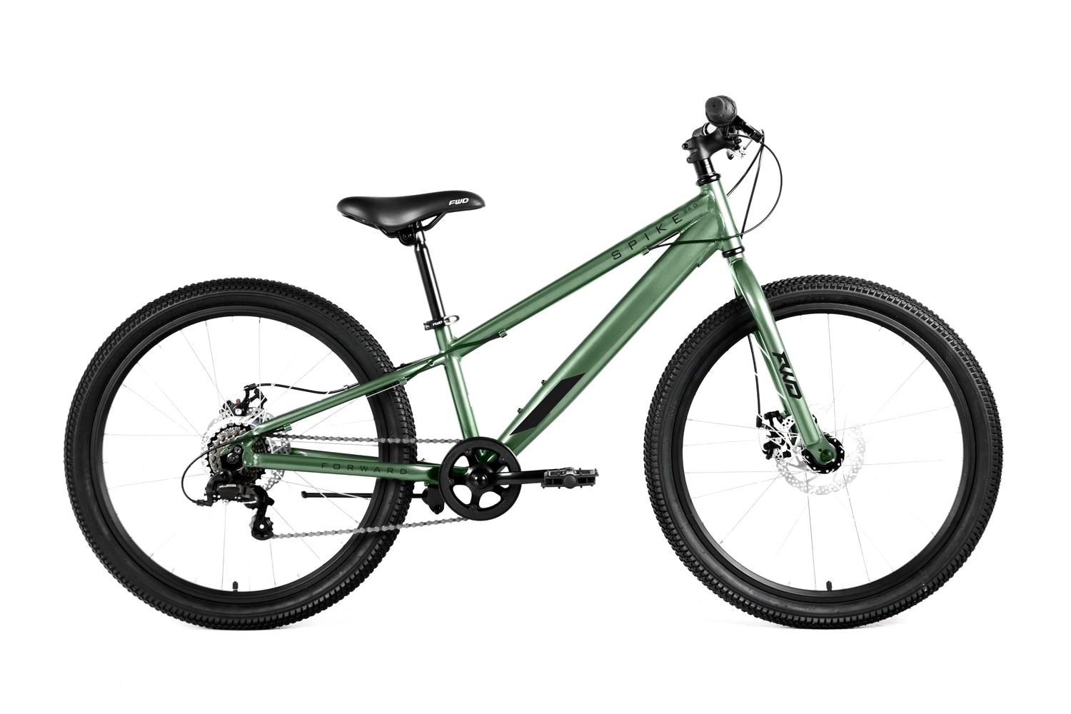 Подростковый велосипед Forward Spike 24 D, год 2023, цвет Зеленый-Черный