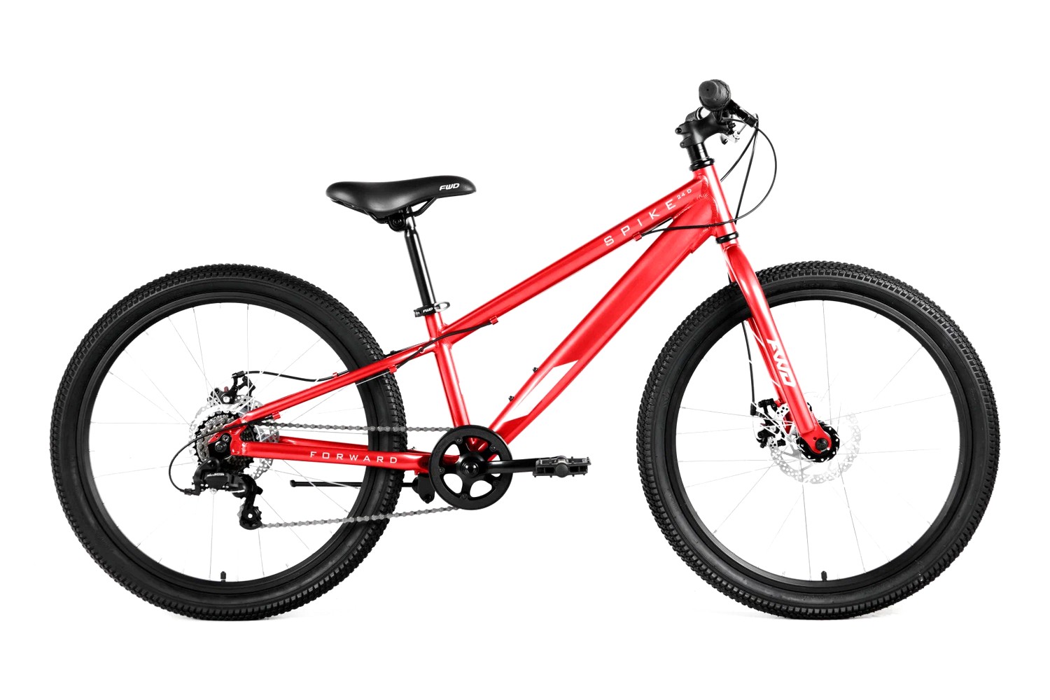 Подростковый велосипед Forward Spike 24 D, год 2023, цвет Красный-Белый