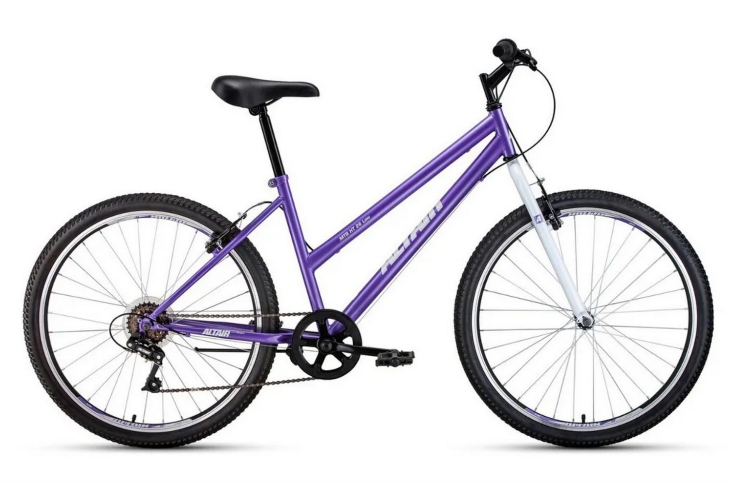 Женский велосипед Altair MTB HT 26 Low, год 2022, цвет Фиолетовый-Белый, ростовка 17