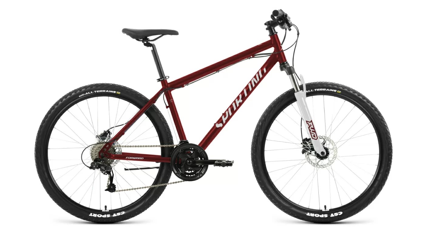 Горный велосипед Forward Sporting 27.5 3.2 HD, год 2023, цвет Красный-Серебристый, ростовка 17