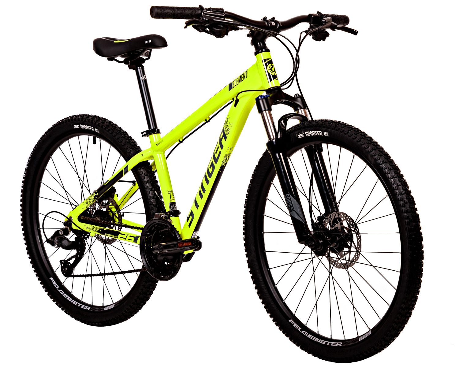 Горный велосипед Stinger Element Pro 26, год 2023, цвет Желтый, ростовка 14