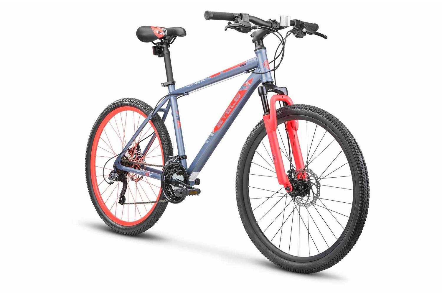Горный велосипед Stels Navigator 500 MD 26 F020, год 2023, цвет Серебристый-Красный, ростовка 18