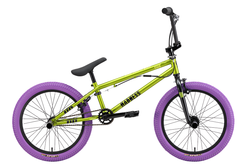 Экстремальный велосипед Stark Madness BMX 3, год 2024, цвет Зеленый-Фиолетовый, ростовка 9