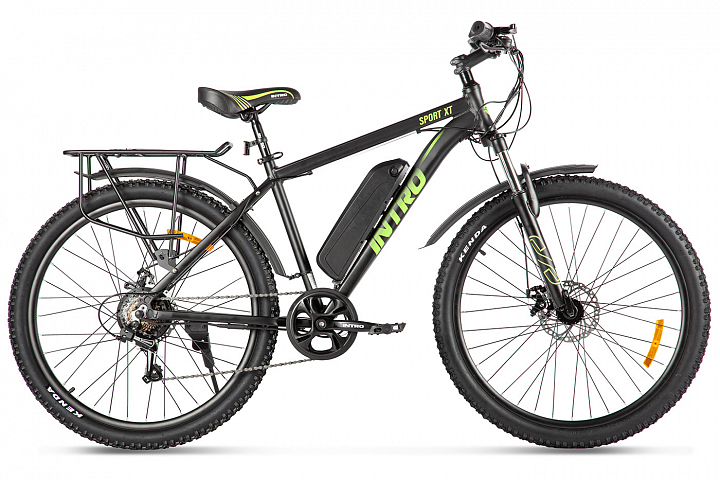 Электровелосипед Eltreco Intro Sport XT, год 2024, цвет Черный-Зеленый
