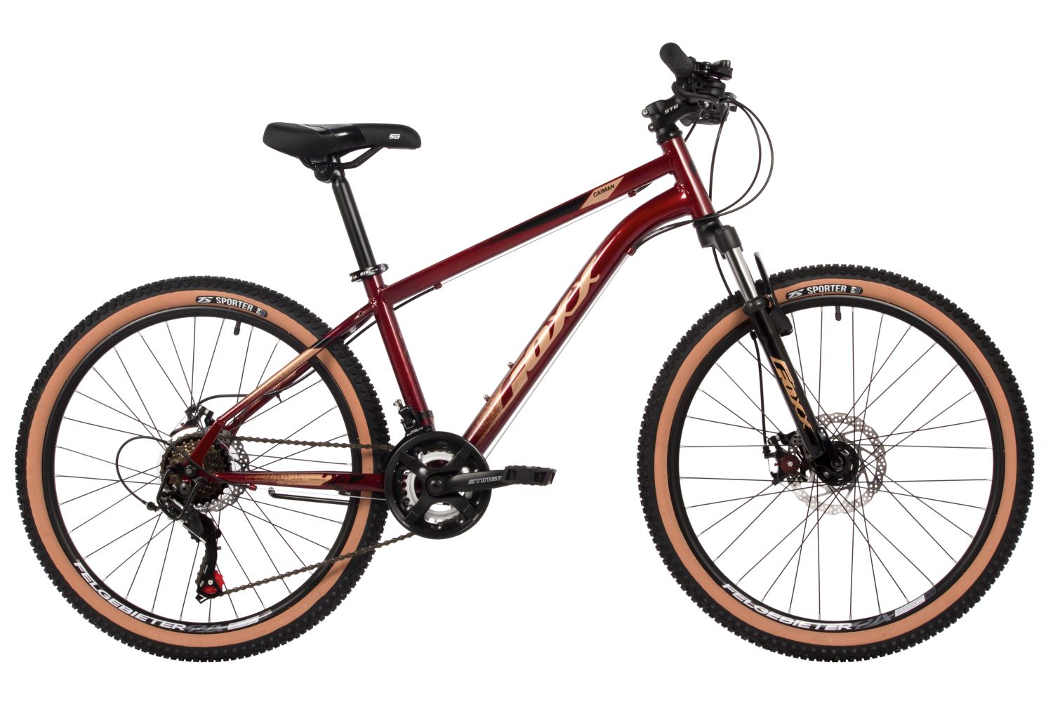 Подростковый велосипед Foxx Caiman 24, год 2024, цвет Красный, ростовка 14