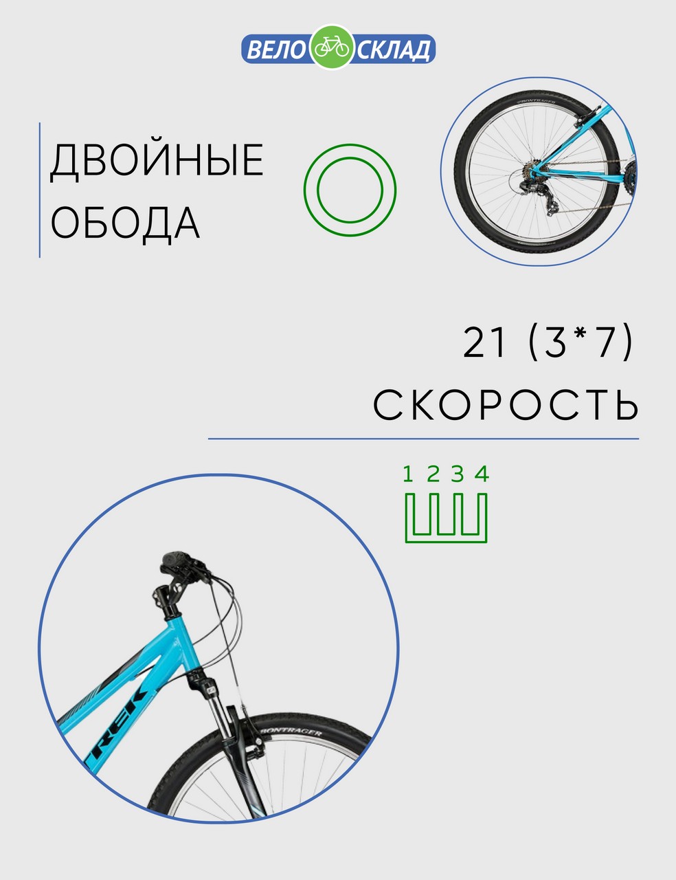 Женский велосипед Trek 820 WSD, год 2022, цвет Синий, ростовка 19.5