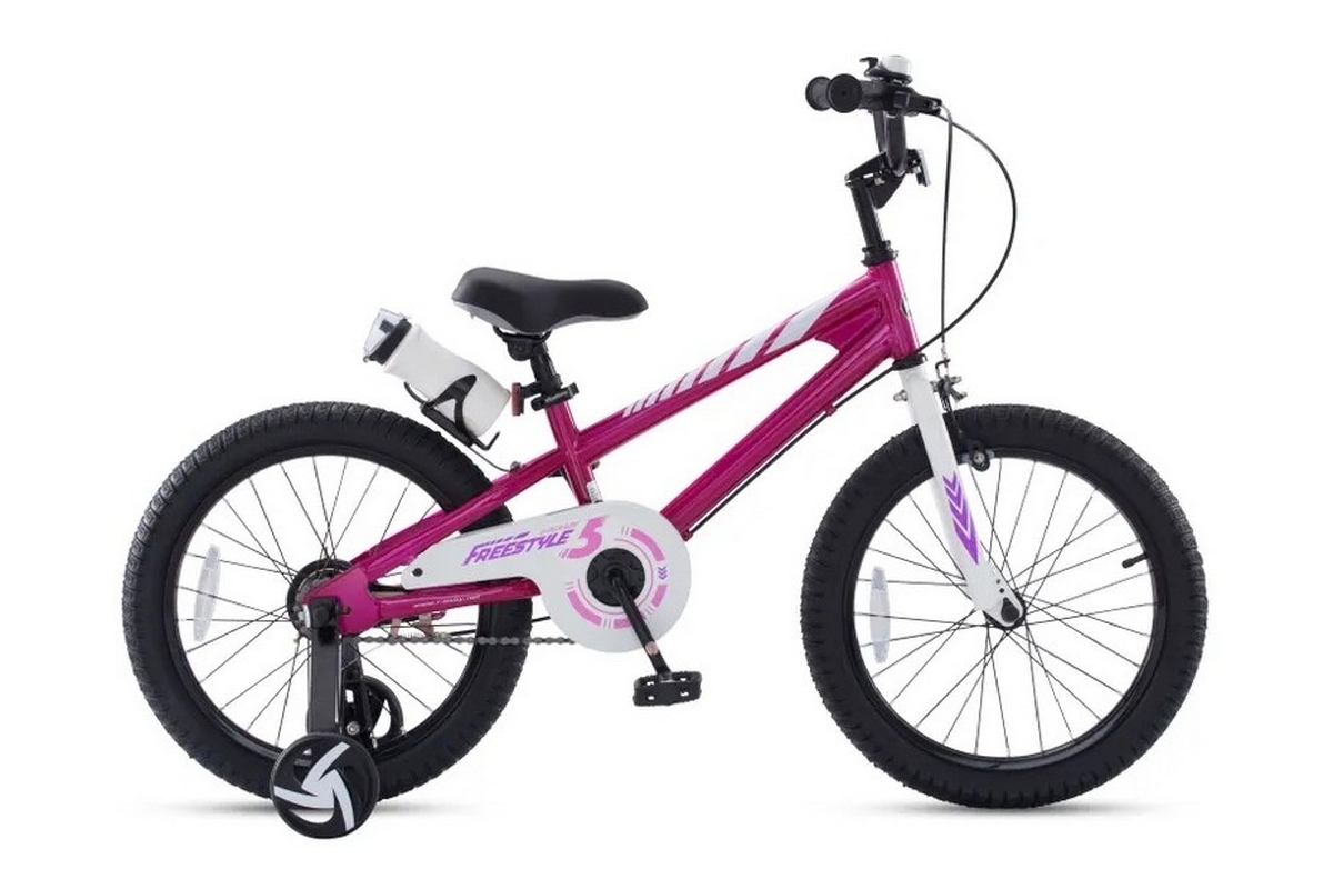 Детский велосипед Royal Baby Freestyle Steel 18, год 2022, цвет Фиолетовый-Розовый