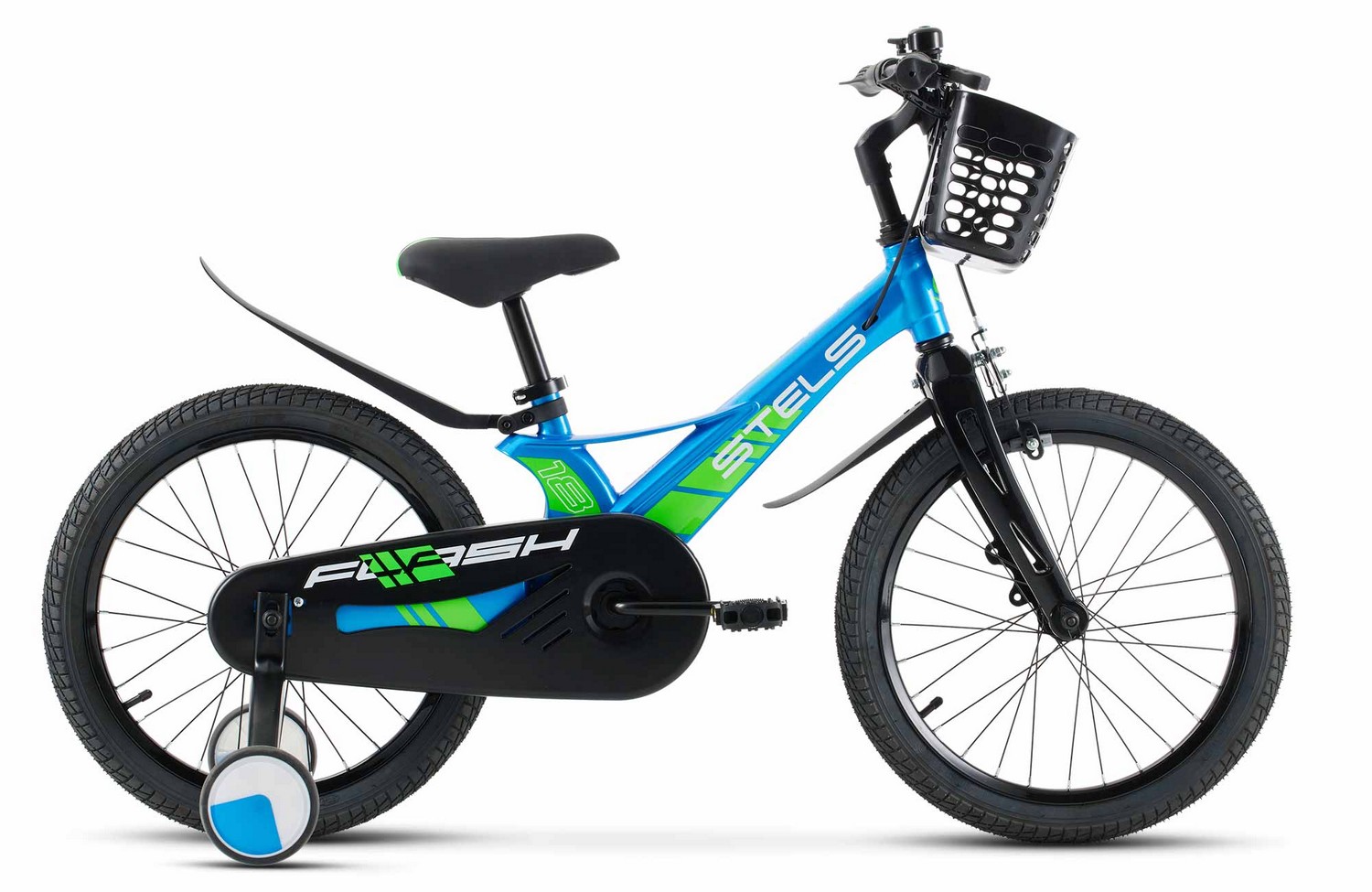 Детский велосипед Stels Flash KR 18 Z010, год 2024, цвет Синий-Зеленый