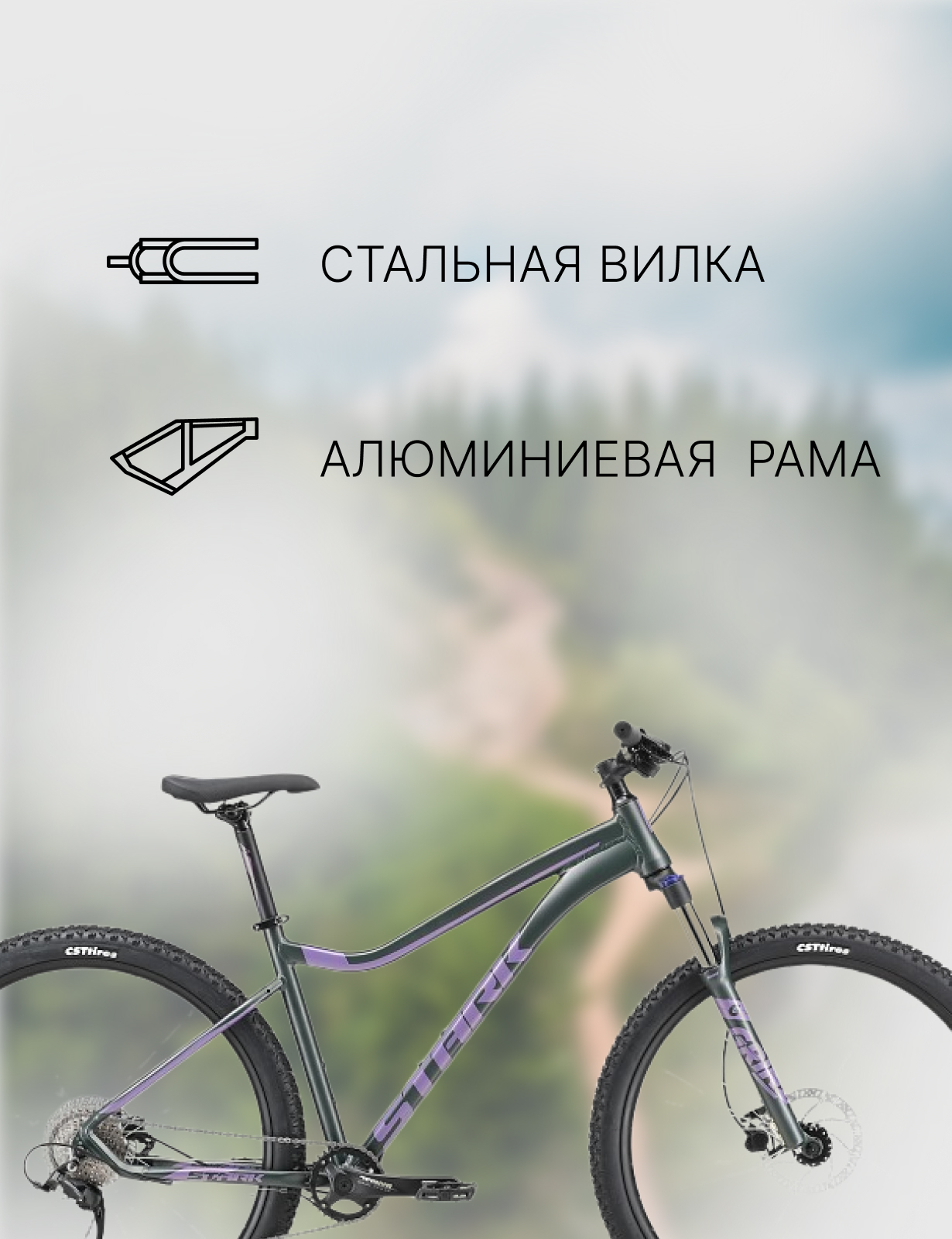 Горный велосипед Stark Tactic 29.4 HD, год 2023, цвет Черный-Фиолетовый, ростовка 18