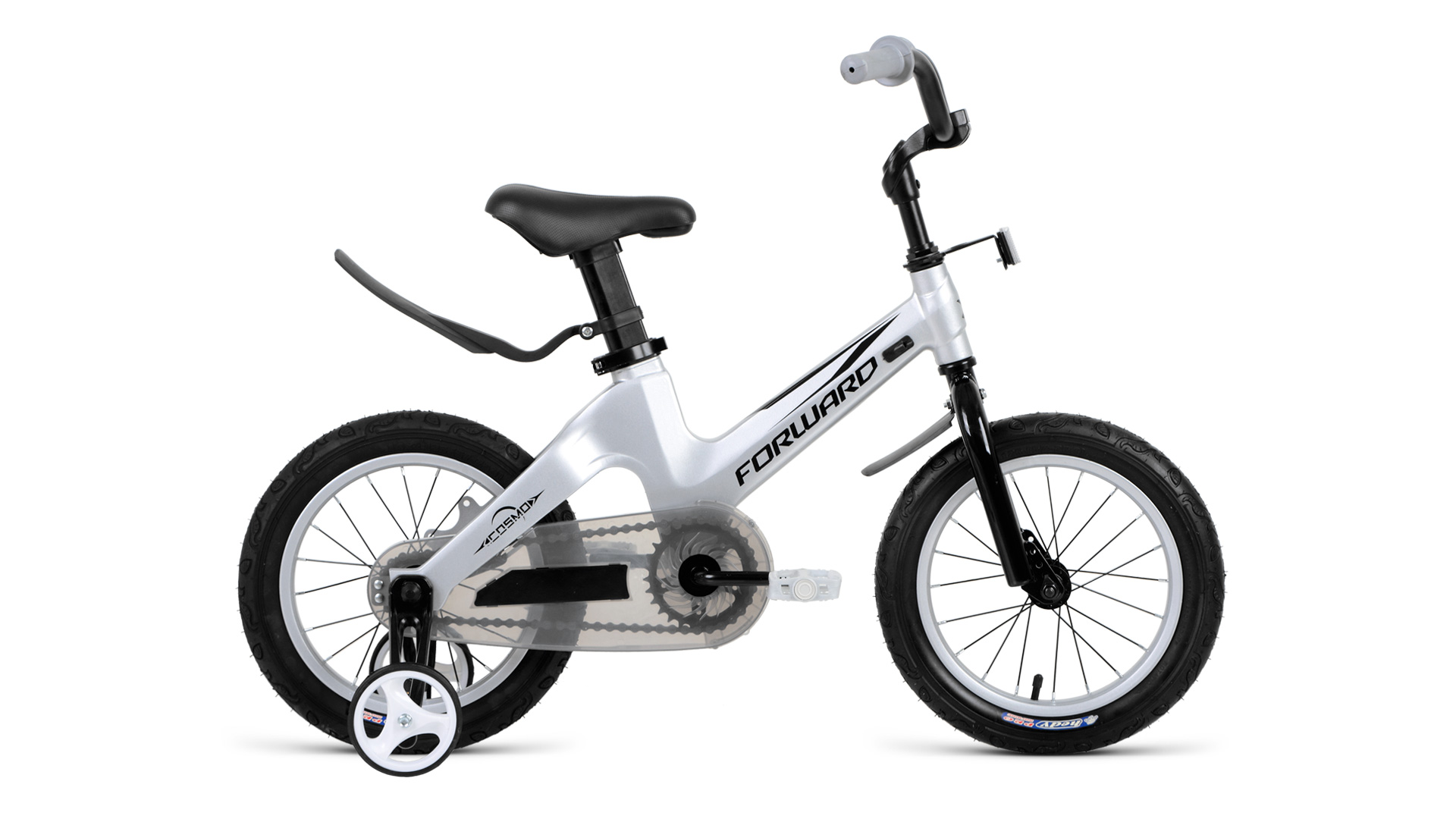 Детский велосипед Forward Cosmo 14, год 2021, цвет Серебристый
