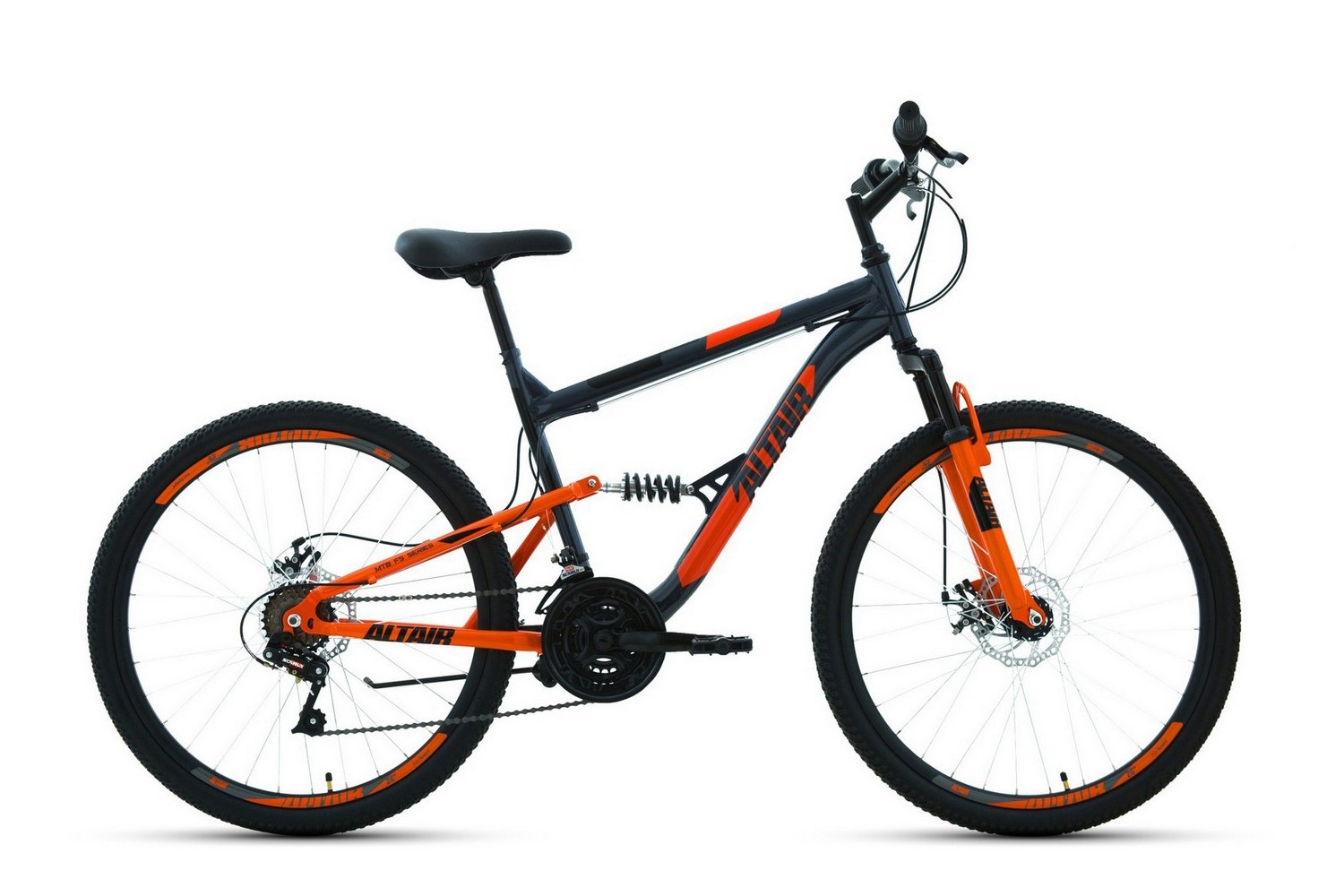 Велосипеды Двухподвесы Altair MTB FS 26 2.0 Disc, год 2021, цвет Серебристый-Оранжевый, ростовка 16