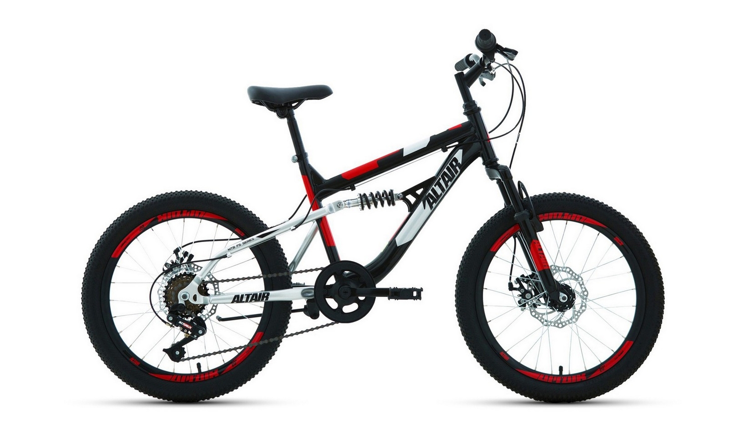 Детский велосипед Altair MTB FS 20 Disc, год 2021, цвет Черный-Красный