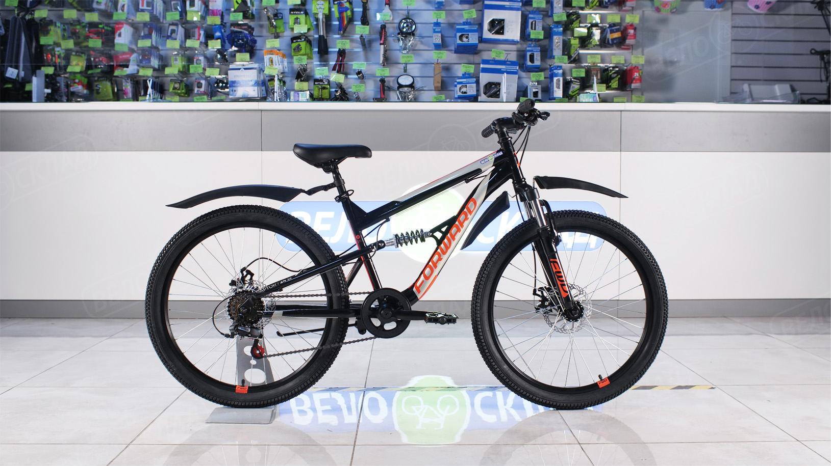 Подростковый велосипед Forward Raptor 24 2.0 Disc, год 2021, цвет Черный-Красный