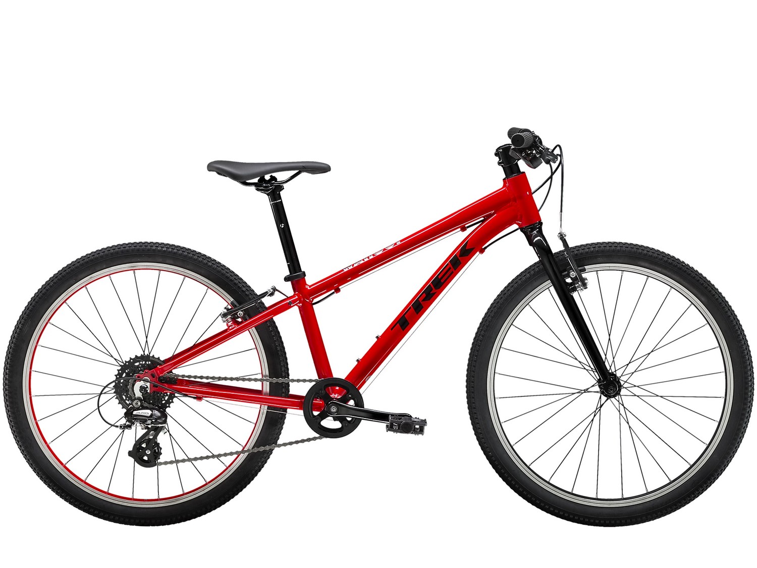 Подростковый велосипед Trek Wahoo 24, год 2021, цвет Серебристый-Красный
