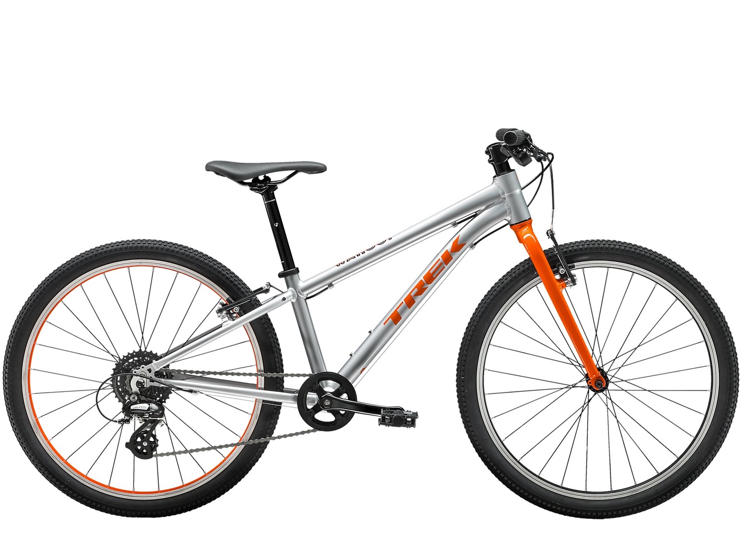 Подростковый велосипед Trek Wahoo 24, год 2021, цвет Серебристый-Красный