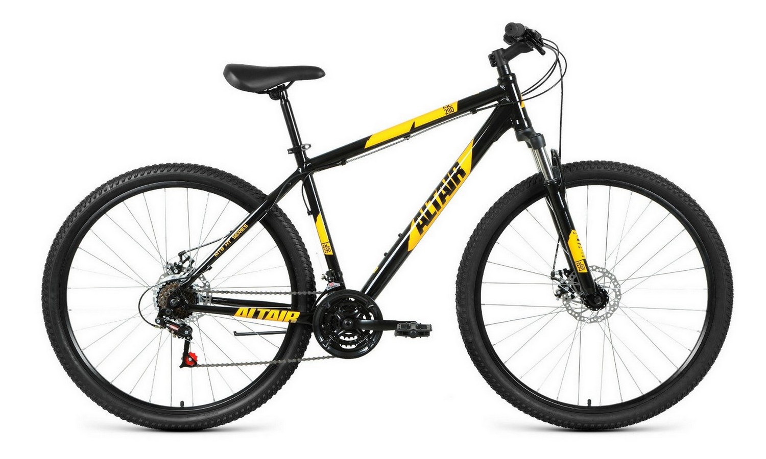 Горный велосипед Altair AL 29 D, год 2021, цвет Черный-Оранжевый, ростовка 19