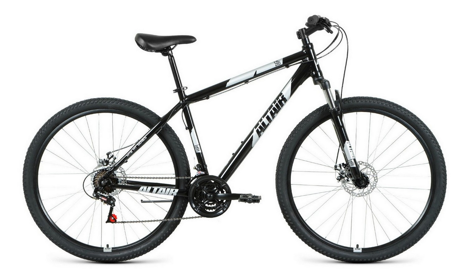 Горный велосипед Altair AL 29 D, год 2021, цвет Черный-Серебристый, ростовка 19