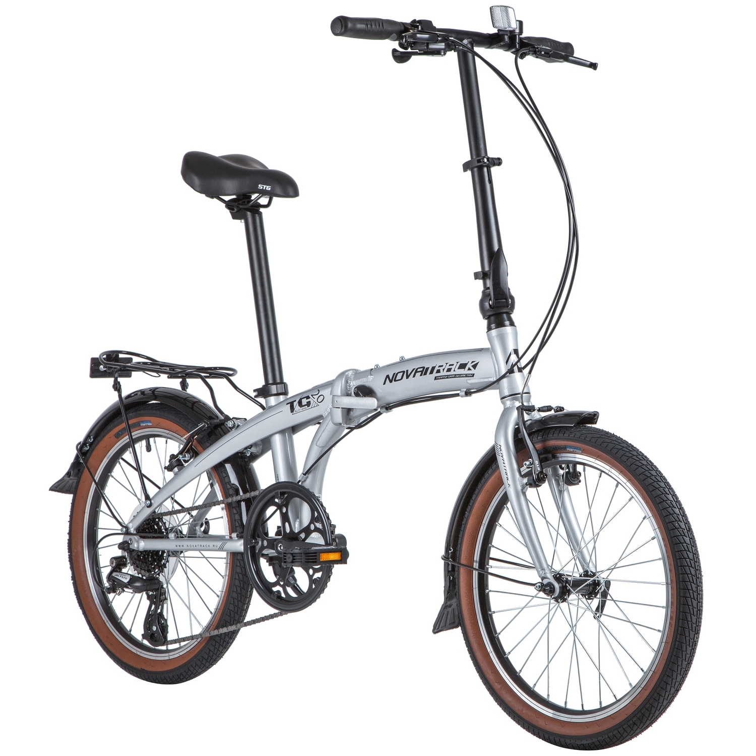 Складной велосипед Novatrack TG-20 Alloy 3.8, год 2020, цвет Серебристый