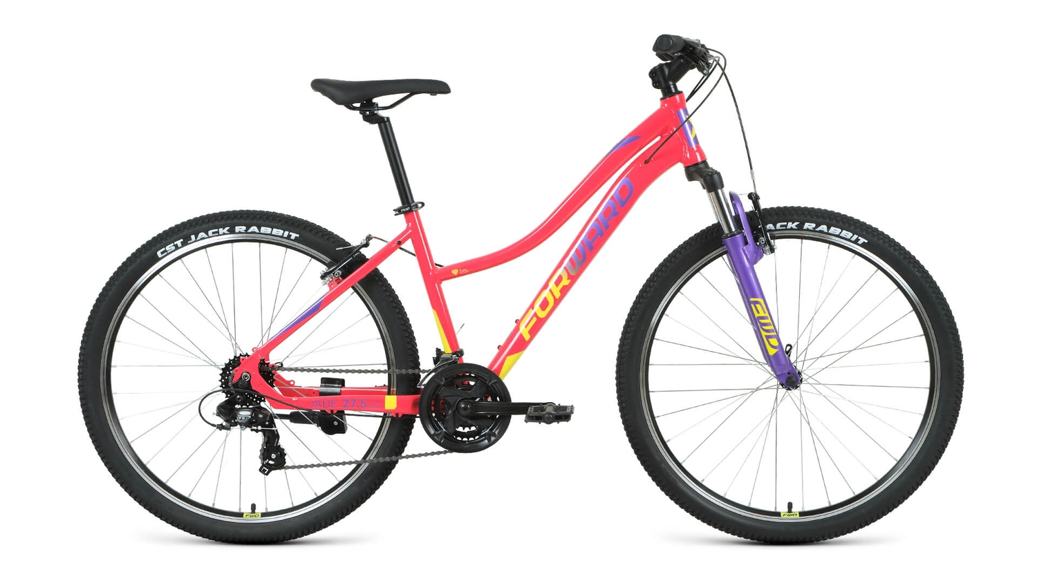 Женский велосипед Forward Jade 27.5 1.0, год 2022, цвет Розовый-Желтый, ростовка 16.5