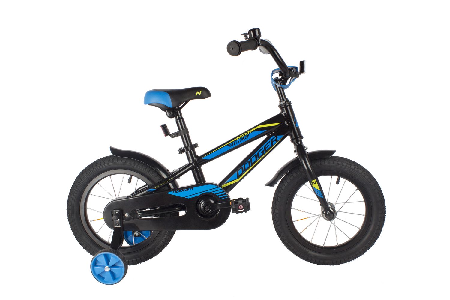 Детский велосипед Novatrack Dodger 14, год 2022, цвет Черный