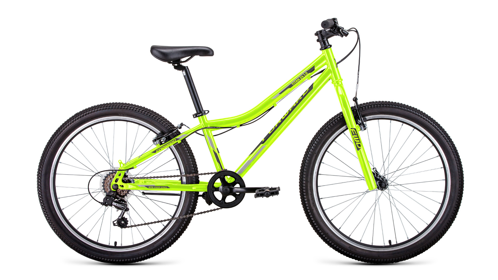 Подростковый велосипед Forward Titan 24 1.0, год 2022, цвет Зеленый-Серебристый