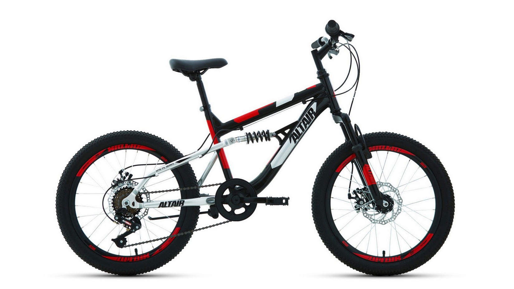 Детский велосипед Altair MTB FS 20 D, год 2022, цвет Черный-Красный