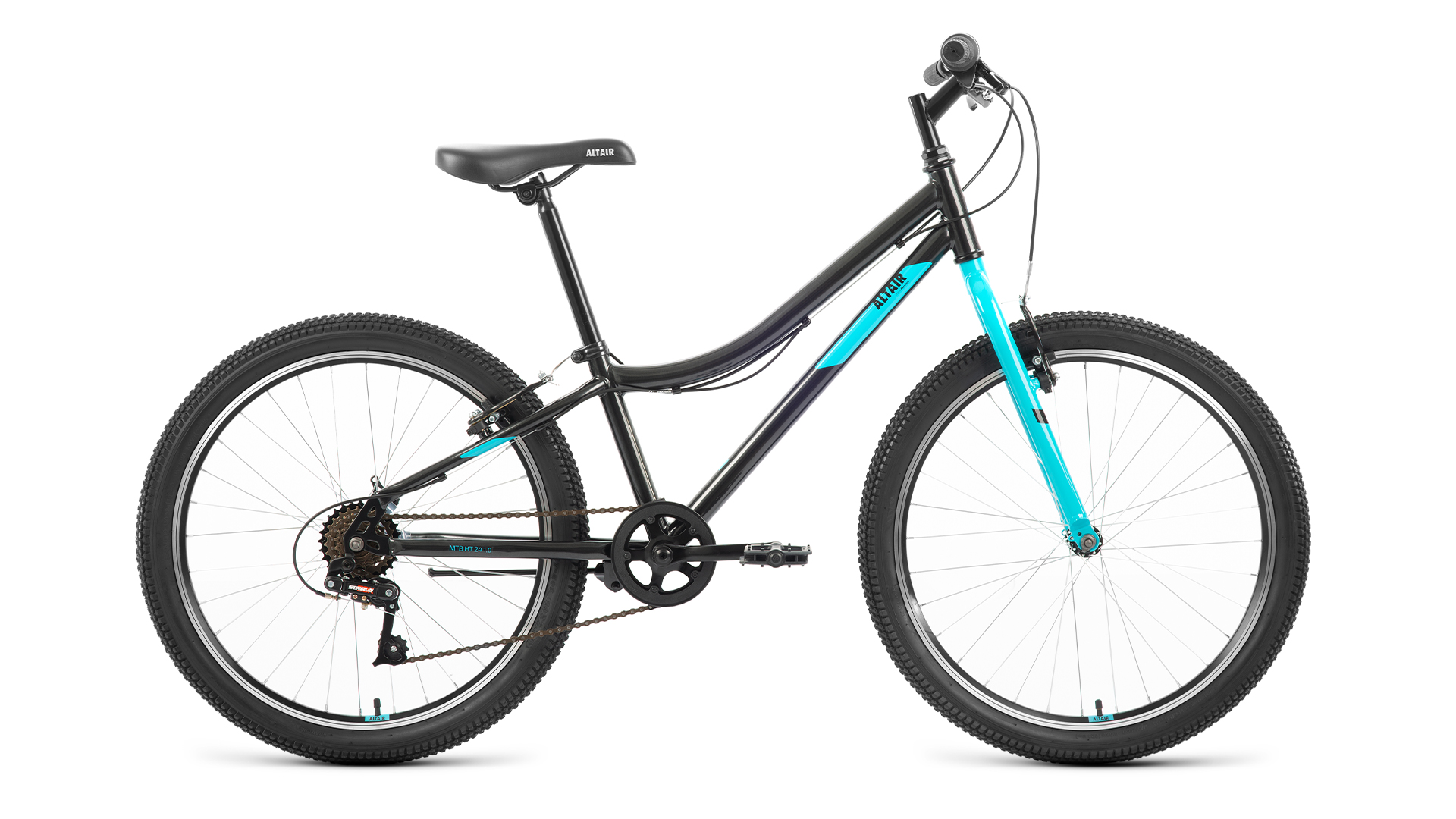 Подростковый велосипед Altair MTB HT 24 1.0, год 2022, цвет Черный-Голубой