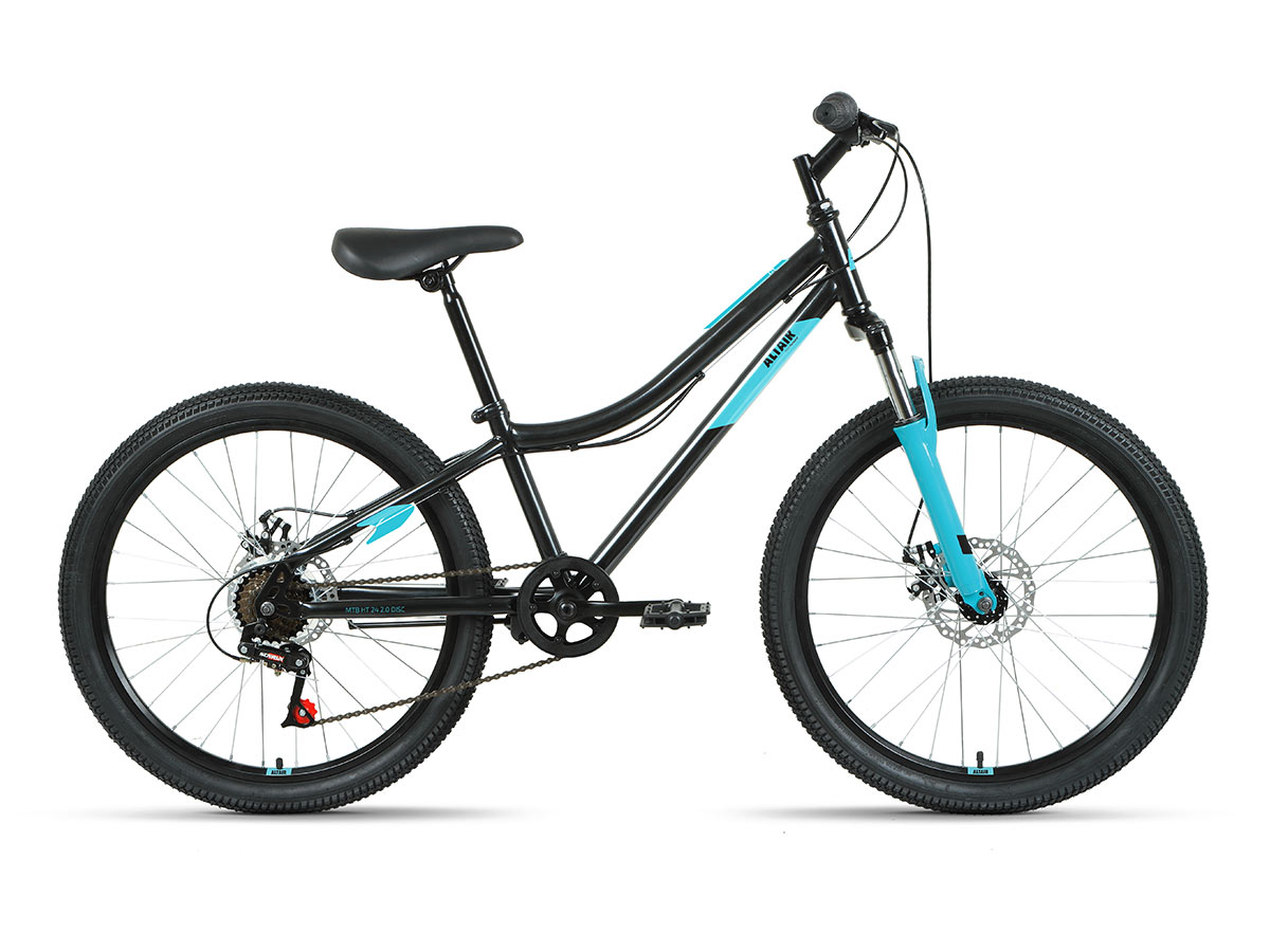 Подростковый велосипед Altair MTB HT 24 2.0 D, год 2022, цвет Черный-Зеленый, ростовка 12
