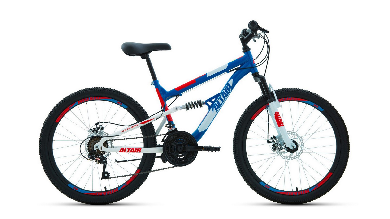 Подростковый велосипед Altair MTB FS 24 D, год 2022, цвет Синий-Красный, ростовка 15