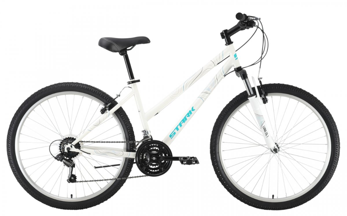 Женский велосипед Stark Luna 26.1 V Steel, год 2022, цвет Белый-Голубой, ростовка 16