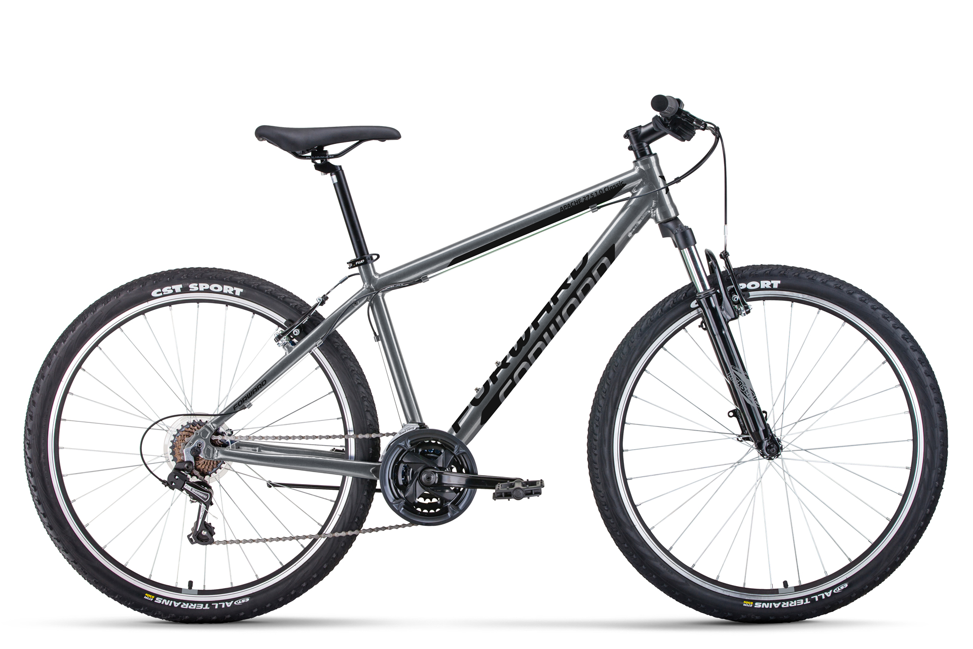 Горный велосипед Forward Apache 27.5 1.0 Classic, год 2022, цвет Серебристый-Черный, ростовка 17
