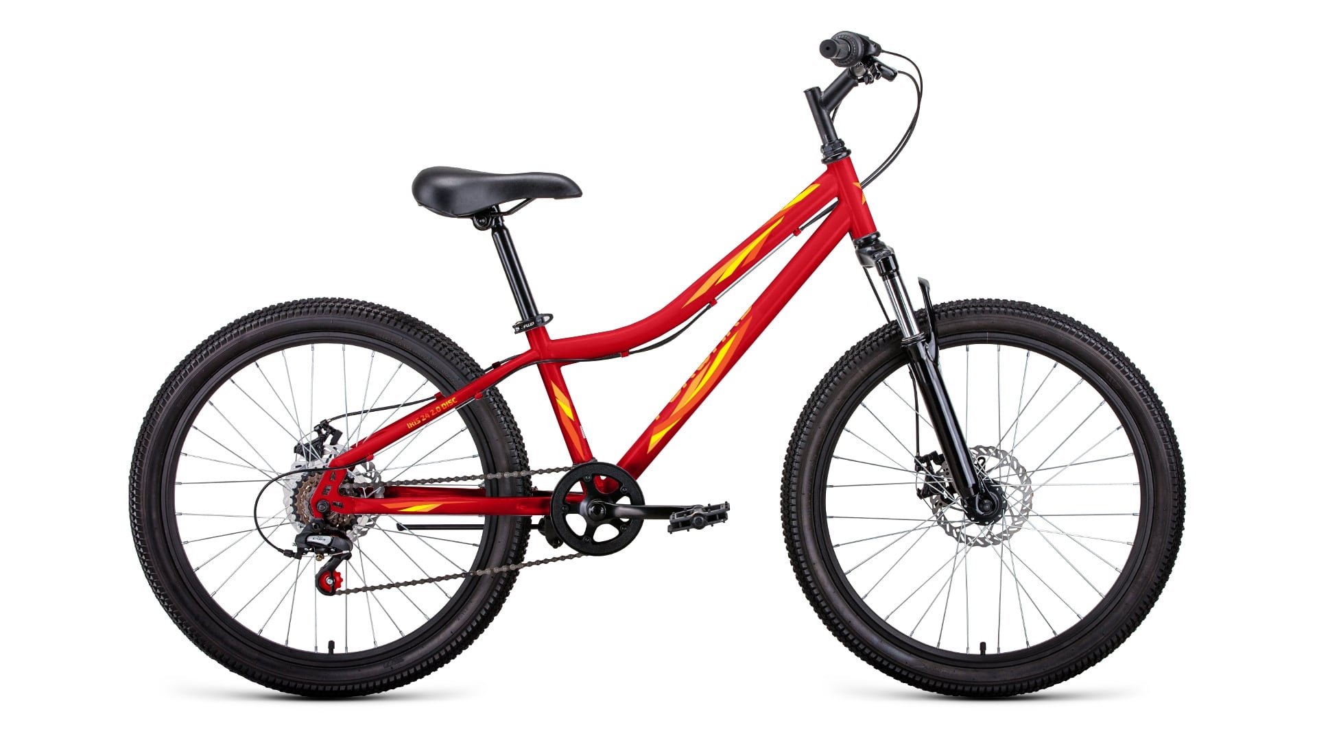 Подростковый велосипед Forward Iris 24 2.0 D, год 2022, цвет Красный-Желтый