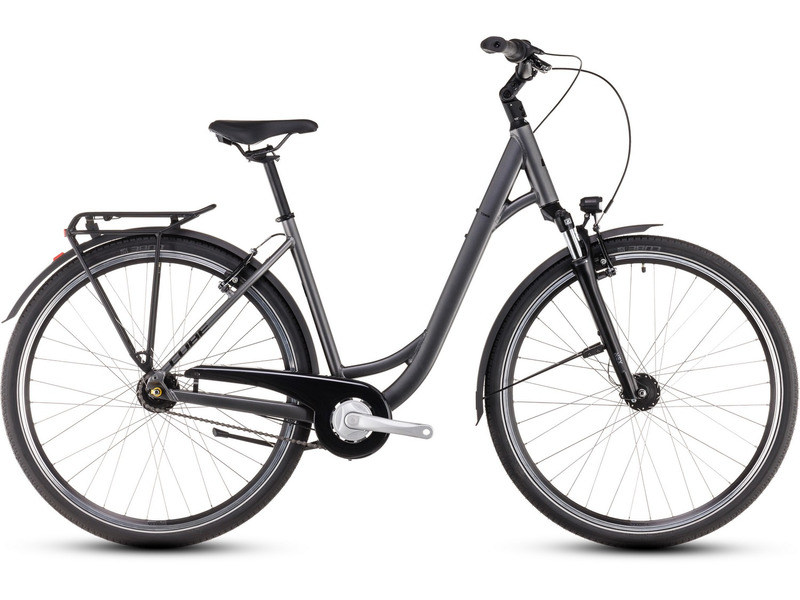 Женский велосипед Cube Town One Easy Entry, год 2025, цвет Серый-Черный, ростовка 19.5